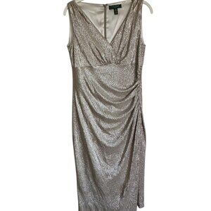 Lauren Ralph Lauren champagne/gold shimmery cocktail formal holiday dress Sz 10